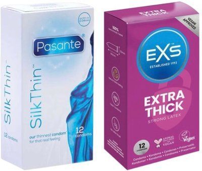 Набір з Pasante Silk Thin 12 шт + EXS Extra Safe 12 шт SOS8103 фото