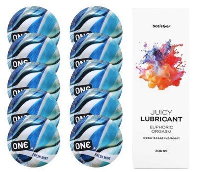 Набор: One Fresh Mint 10 шт. + Лубрикант Satisfyer Euphoric Orgasm 300 мл SOS12420 фото
