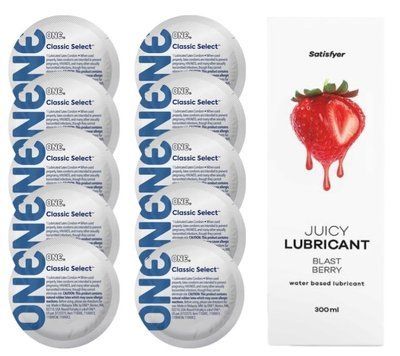 Комплект ONE Classic 10 шт. + Лубрикант Satisfyer Juicy Lubricant Blast Berry (300 мл) SOS12320 фото