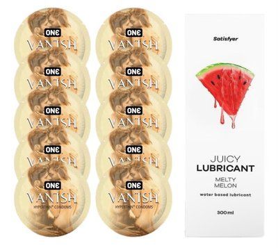 Комплект ONE 𝐕𝐀𝐍𝐈𝐒𝐇 10 шт. + Лубрикант Satisfyer Juicy Lubricant Melty Melon (300 мл) SOS12170 фото