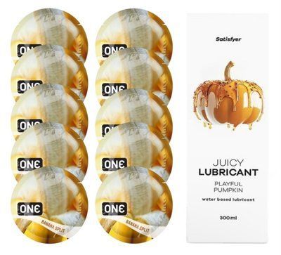 ONE Banana Split 10шт. + Лубрикант Satisfyer Playful Pumpkin 300 мл SOS12471 фото