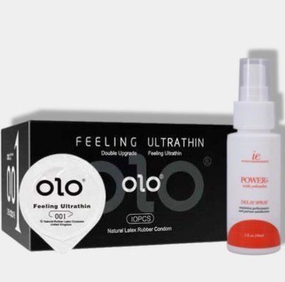 OLO 0.01 Feeling Ultrathin Black 10 шт + Пролонгатор Doc Johnson Power+with Yohimbe Delay Spray For Men (59 мл) SOS5886 фото