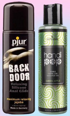 Набір лубрикантів pjur backdoor anal Relaxing jojoba silicone 30 мл + Sensuva Handipop Green Apple (125 мл) LB710 фото