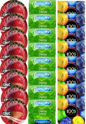 Набір 24 шт ONE Chocolate Strawberry + Delay Infinity + EXS BUBBLEGUM SOS7506 фото