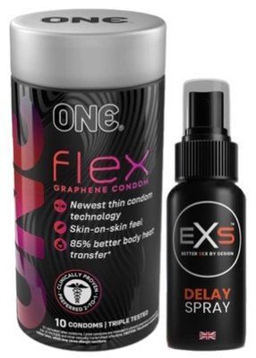 Набор из 10 шт ONE Flex графен + пролонгатор EXS DELAY SPRAY 50 МЛ SOS9302 фото