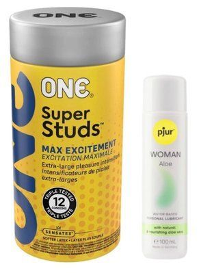 Комплект 12 шт ONE Super Studs + Pjur Woman Aloe 100 мл SOS13122 фото