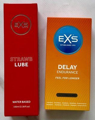 Комплект EXS Delay 12 шт - Лубрикант EXS Strawberry Lube Water Based 100 мл SOS3254 фото
