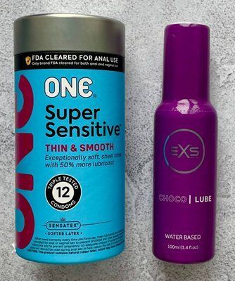 Комплект ONE Super Sensitive Pack 12 шт - Лубрикант EXS Choco Lube 100 мл SOS2604 фото
