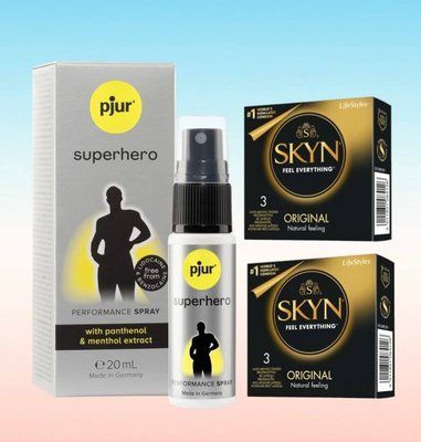 SKYN Original 6 шт та Pjur Superhero Spray 20 мл SOS6325 фото
