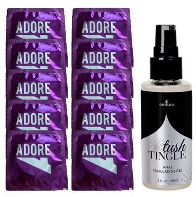 Комплект Pasante Adore Extra Sure 10 шт + Sensuva Tush Tingle (50 мл) SOS14174 фото