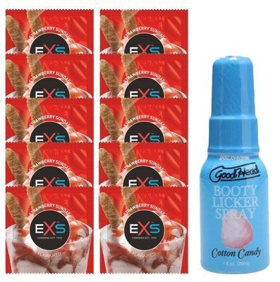 EXS STRAWBERRY SUNDAE 10 шт + Doc Johnson Booty Licker Spray &ndash; Cotton Candy (29 мл) SOS14074 фото
