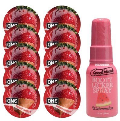 Комплект ONE Chocolate Strawberry 10 шт + Doc Johnson &ndash; Watermelon, 29 мл SOS13773 фото