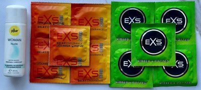 Набір EXS Delay 5шт + EXS Extreme 5шт + Лубрикант pjur Woman Nude 30 мл SOS3554 фото