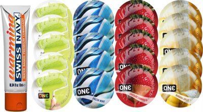 Набор из Swiss Navy Warming 10мл + ONE Color + ONE Mint + ONEChocolateStrawberry + ONEBanana SOS8602 фото
