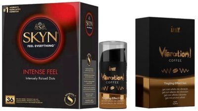 Набір з SKYN Intense Feel (36 шт) + Рідкий вібратор Intt Vibration Coffee (15 мл) SOS9812 фото