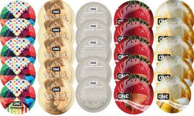 Набір з 25 шт One Extreme ribs + ONE 𝐕𝐀𝐍𝐈𝐒𝐇 + ONE Pleasure Dome + ONE Chocolate Strawberry + ONE Banana Split SOS8251 фото