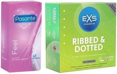 Набір з Pasante Sensitive Feel 12 шт + EXS Ribbed & Dotted 48 шт SOS8151 фото