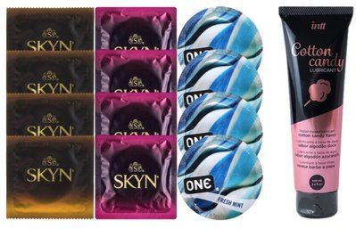 Комплект: Лубрикант Intt Cotton Candy (100 мл) + 8 шт. SKYN + 4 шт. ONE Fresh Mint SOS10414 фото