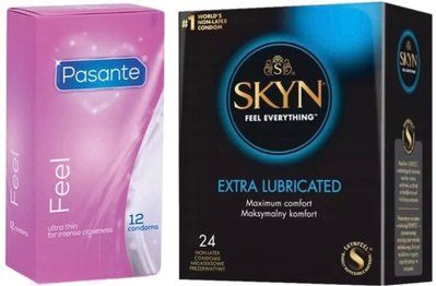 Набор с 24 шт SKYN Extra Lube + Pasante Sensitive Feel (12 шт) SOS8054 фото
