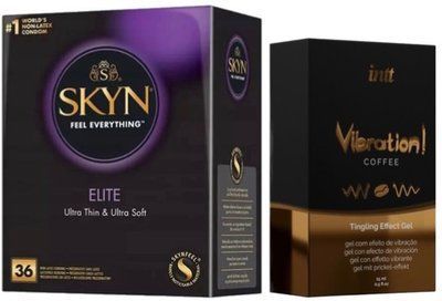 Набор из SKYN Elite 36 шт. + Жидкий вибратор Intt Vibration Coffee (15 мл) SOS10212 фото