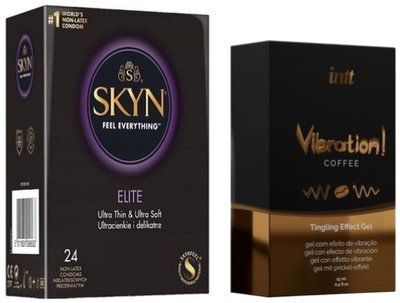 Набор из SKYN Elite (24 шт) + Жидкий вибратор Intt Vibration Coffee (15 мл) SOS10112 фото