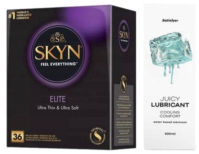 Набор Лубрикант Satisfyer Cooling Comfort 300мл + Skyn ​​Elite 36 шт. SOS12773 фото