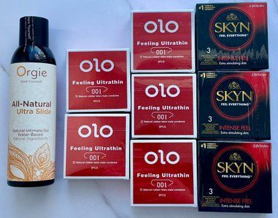 Набор 24 шт OLO возбуждающие 001 + Skyn ​​Intense Feel + Лубрикант ALL-NATURAL Ultra Slide 150 мл Orgie SOS3804 фото