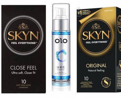 Набір Skyn Close Feel 10 шт , Skyn Original 10 шт та Лубрикант охолоджуючий OLO 60 мл SOS177 фото
