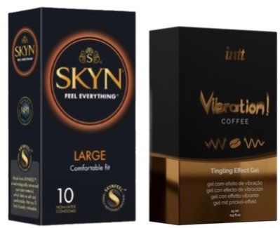 Набор из 10 шт SKYN Large + Жидкий вибратор Intt Vibration Coffee (15 мл) SOS10312 фото