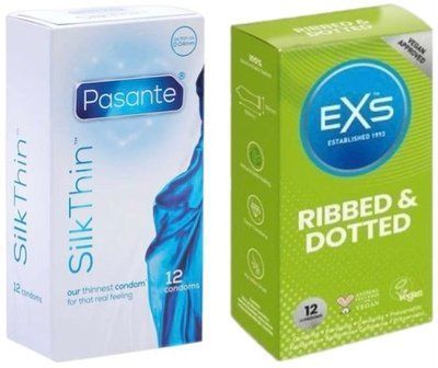 Набір з Pasante Silk Thin 12 шт + EXS Ribbed & Dotted (12 штук) SOS8104 фото