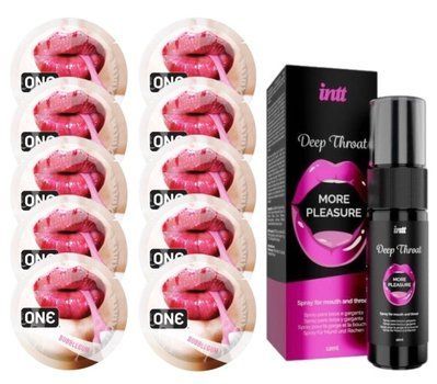 Комплект ONE Bubblegum 10 шт + INTT Deep Throat Oral Spray (12 мл) SOS13874 фото