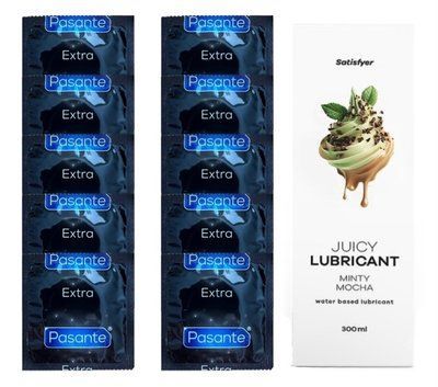 Набір: Pasante Extra Safe 10 шт. + Лубрикант Satisfyer Minty Mocha (300 мл) SOS12071 фото