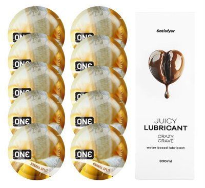 ONE Banana Split 10шт. + Лубрикант Satisfyer Crazy Crave 300 мл SOS12472 фото