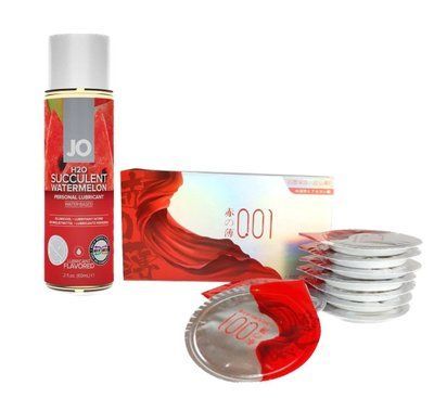 OLO Red & Silver &mdash; 10 шт та Лубрикант System JO H2O &mdash; WATERMELON (кавун, 60 мл) SOS858 фото