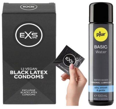 Комплект EXS Black Latex (12 шт) + Pjur Basic Waterbased 100 мл SOS13573 фото