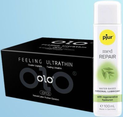 Набір OLO - ультратонкі -001 ( 10 штук) + Лубрикант pjur MED Repair glide 100 мл  SOS4515 фото