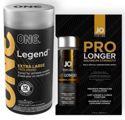 Набор из 12 шт ONE Legend Extra Large + Пролонгатор JO Prolonger Spray with Lidocaine (60 мл) SOS9052 фото