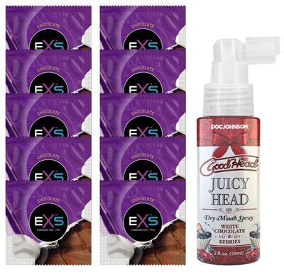 EXS Mixed Flavors Chocolate 10 шт + Doc Johnson &mdash; Juicy Head White Chocolate and Berries (59 мл) SOS14124 фото