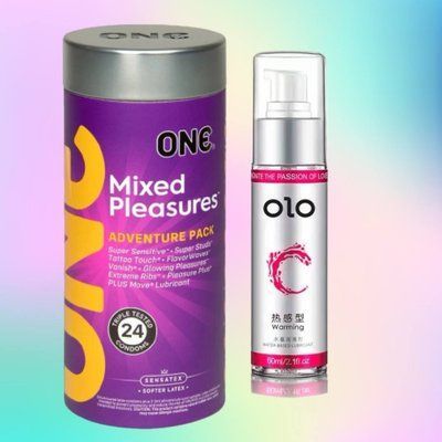 Набір ONE Mixed Pleasures 24 шт + Лубрикант Лубрикант зігріваючий OLO 60 мл SOS4403 фото