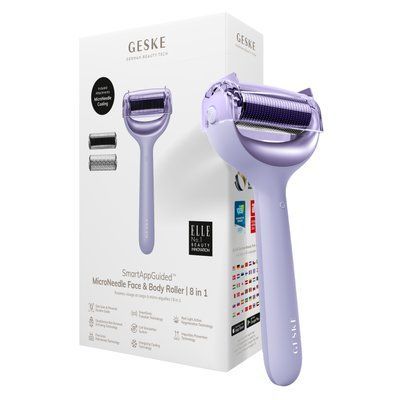 Електронний ролер для обличчя та тіла з мікроголками GESKE MicroNeedle Face&Body Roller 8в1 purple HB0200 фото