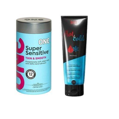 ONE Super Sensitive Pack 12 шт. + Лубрикант на водной основе Intt Hot & Cold, 100 мл SOS6530 фото