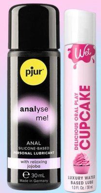Набір лубрикантів pjur analyse me! Relaxing jojoba silicone 30 мл + Wet Oral Play Cupcake (30 мл) LB611 фото
