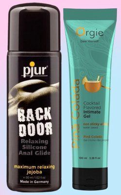 Набір лубрикантів pjur backdoor anal Relaxing jojoba silicone 30 мл + ПІНА КОЛАДА на водній основі, 100 мл Orgie LB711 фото