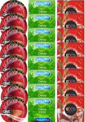 Набір 24 шт ONE Chocolate Strawberry + Delay Infinity + EXS STRAWBERRY SUNDAE SOS7507 фото