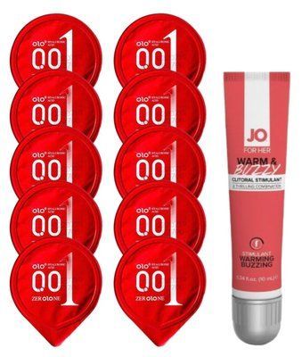 Комплект OLO 001 (червоні) 10 шт + System JO WARM & BUZZY 10 мл SOS14225 фото