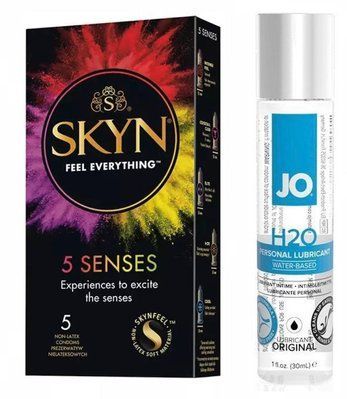 Набір :SKYN 5 Senses та Лубрикант System JO H2O ORIGINAL (30 мл) SOS87 фото