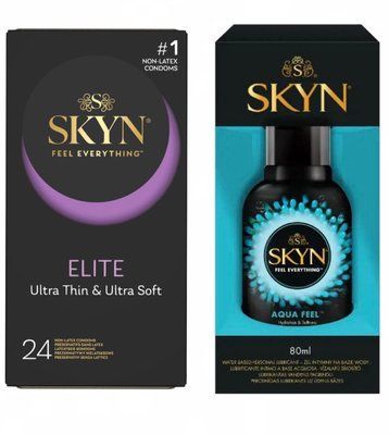 Набір : SKYN Elite 24 шт та Лубрикант SKYN AQUA FEEL 80 мл SOS759 фото
