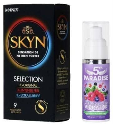 Набір з SKYN Selection (9 шт) + Рідкий вібратор потужний смак: червоні ягоди, 30 мл 5th Paradise SOS9653 фото