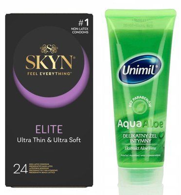 SKYN Elite &ndash; 24 шт та Лубрикант Unimil Aqua Aloe &ndash; 80 мл у подарунок SOS709 фото