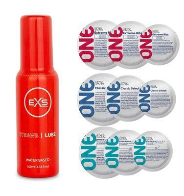 Комплект 21 шт ONE + Лубрикант EXS Strawberry Lube Water Based 100 ml SOS4204 фото